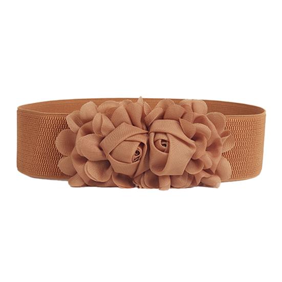 Belt Elastic Double-flower Fabric Wide Elastic Waist Belt for Party