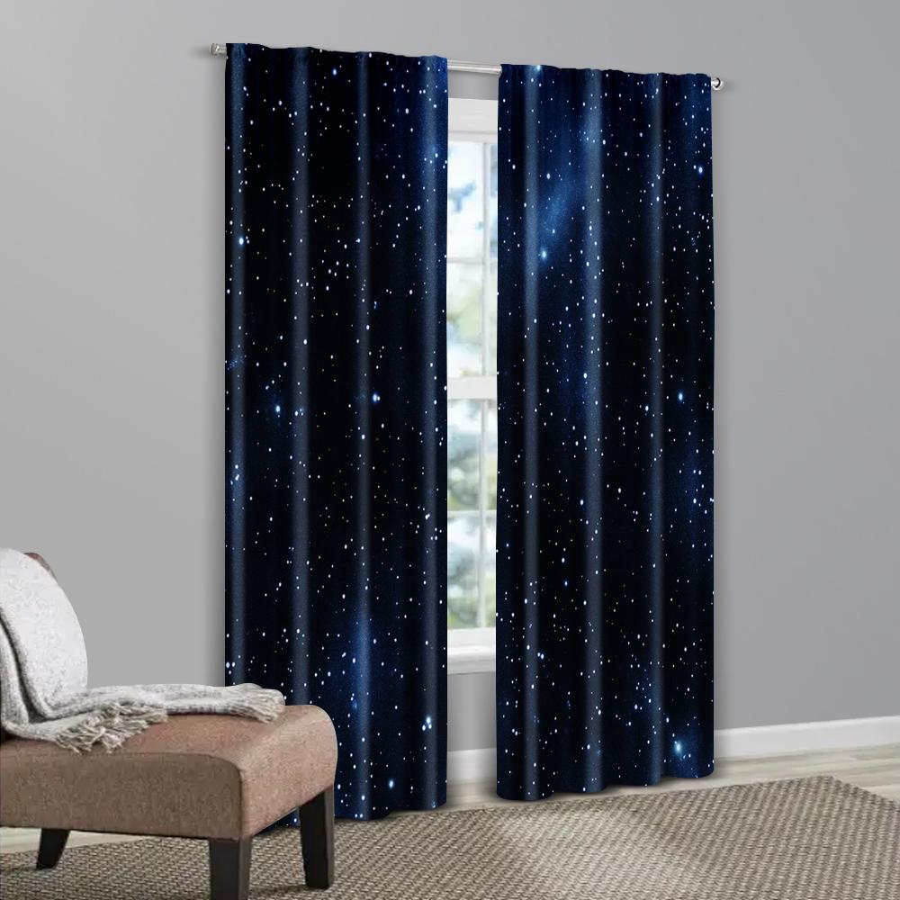 2pcs, Curtains Roller Blinds 2D print Starry Night Sky Machine Washable (without rod) Decorations For Home for Bedroom, Living