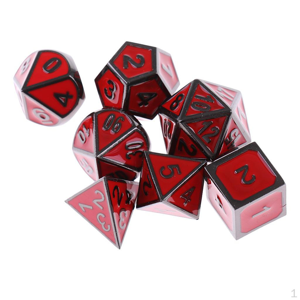 

7-гранних D8 D10 D12 D20 для Рольової Гри DND червоний