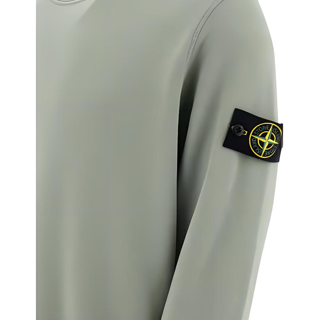 STONE ISLAND Moletom com Gola Redonda e Manga Longa com Patch de Logo Masculino sweatshirt Verde K1S1561000-44S0051-V0055