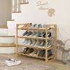 Bamboo Shoe Rack, 15.5 Cm Shelf Height, Ventilated Slat Design, 76 X 33 X 67 Cm, Natural Wood Effect