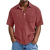 Men's Short-sleeved Casual Shirt, Men's Lapel Button Solid-color Top