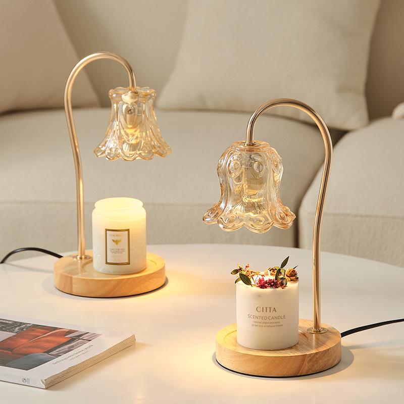 Modern Luxury Fragrance Wax Burner Lamp Glass Shade AC Powered Halogen Bulbs Simple Flexible Candle Warmer Lantern Base 2-Year