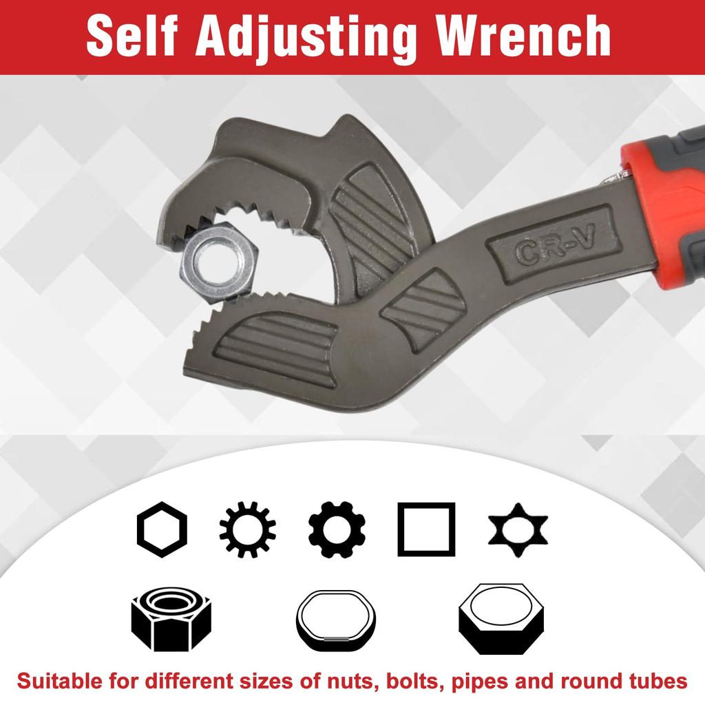 SPEEDWOX Pipe Chrome Vanadium Handy Tool with Storage Openings for Auto Repair and Home Plumbing and Plumbing Work 4-Piece Self-Adjusting Wrench,