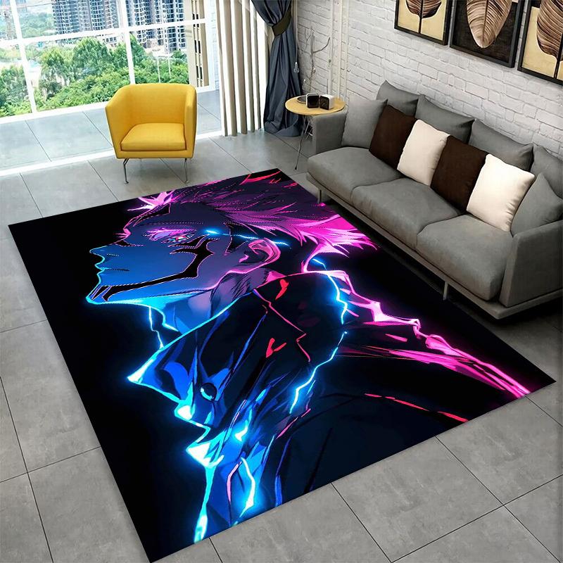 Cartoon Jujutsu Kaisen Anime Itadori Yuj Teppich für Spielzimmer Schlafzimmer Wohnzimmer Sofa Heimdekoration, rutschfeste Bodenmatte für Kinder