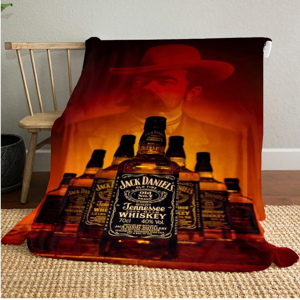 Jack Daniel's Koc Pluszowy Miękki Wygodny na Wszystkie Pory Roku Koc na Sofę Biuro Drzemki Koc Podróżny Zewnętrzny Idealny Prezent