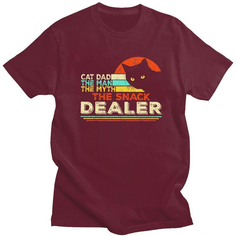 Custom Vintage Cat Dad T Shirt Men ShortSleeve Fathers Day Gift Tshirt Streetwear Tee Pure Cotton Slim Fit Tshirts Gift
