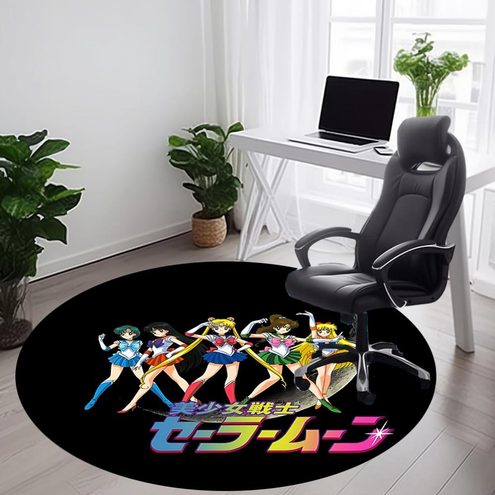 1PC Sailor Moon Office Round Rug - Perfect for Office or Study Decor, Non-Slip Backing, Decorative Floor Mat yy250916061