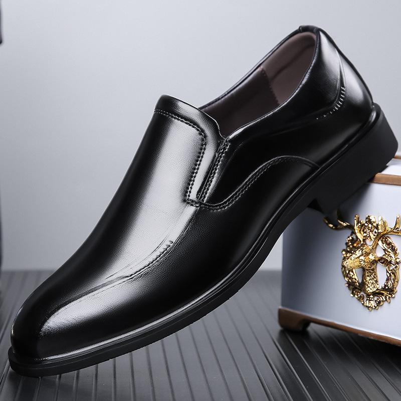 

МодаВеснаОсеньНовые натуральная кожаКожаные мужские туфлиМодные повседневные однотонные дизайнерские мужские туфли 38 чёрный