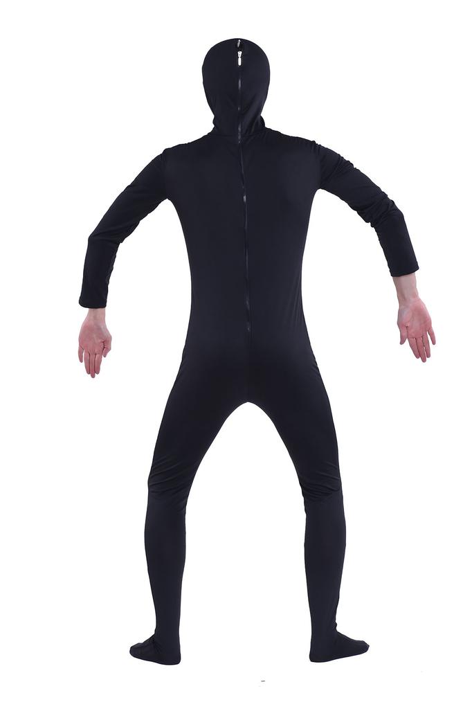 Black Full Body Zentai Costume with Open Face, Men's Size Medium (SS03-2H)