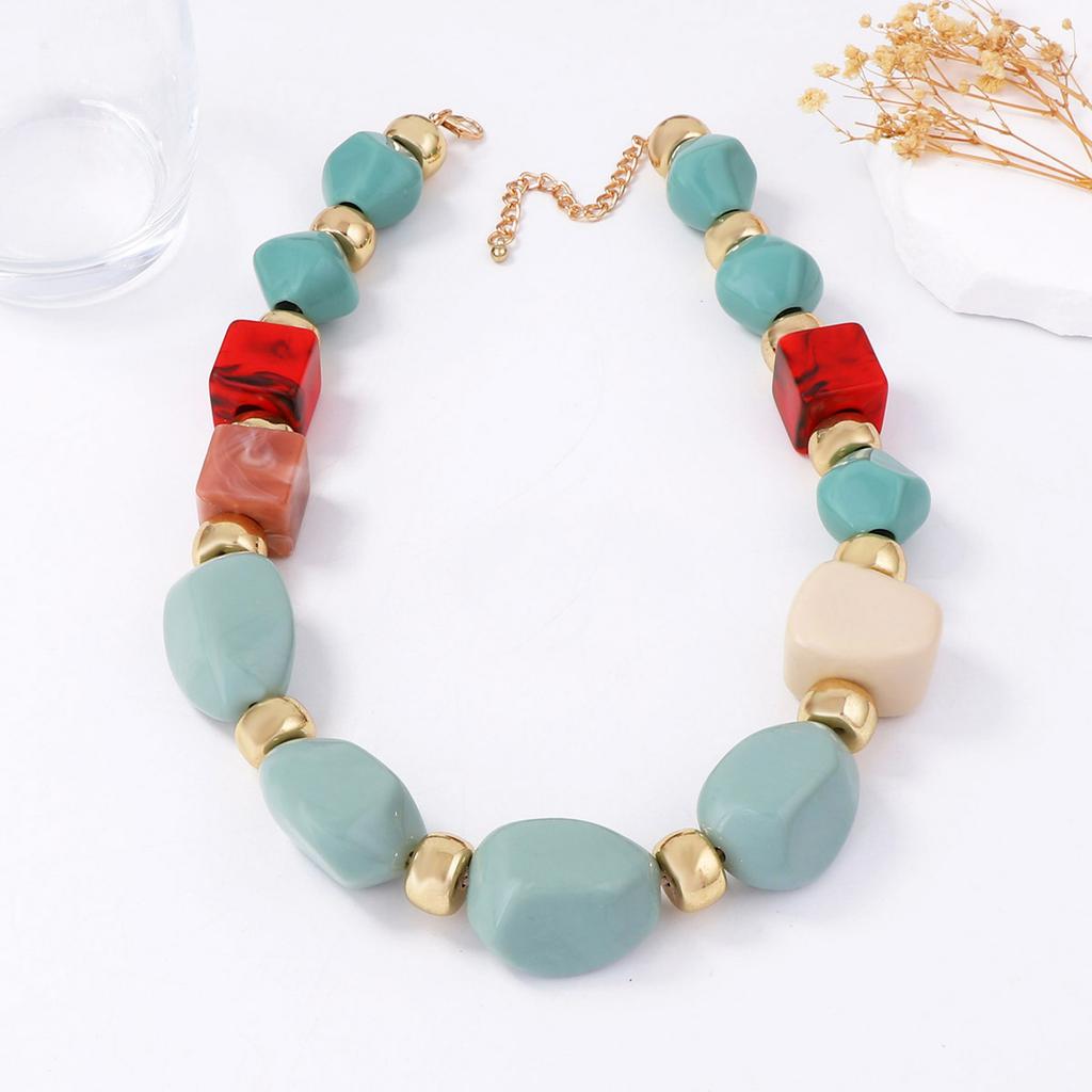 European and American Simple Fashion Versatile Daily Irregular Geometric Beads CCB Exaggerated Necklace Women's Necklace Accessories