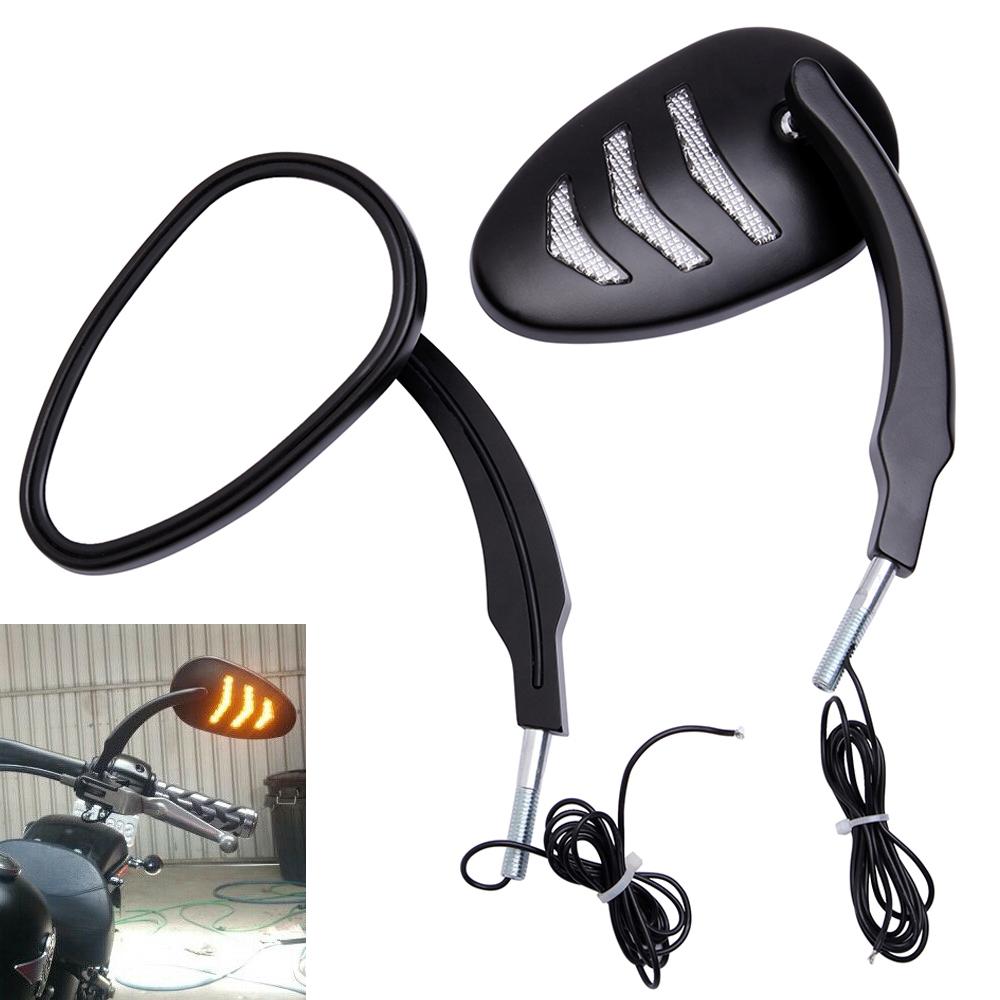 2Pcs Motorcycle Rearview Side Mirrors With Led Turn Signal Light For Harley 2008-2013 Motorcycle LED Turn Signal Side