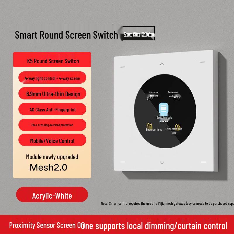 

Smart Touch Screen Four-Way Control Panel with Mijia Voice Integration