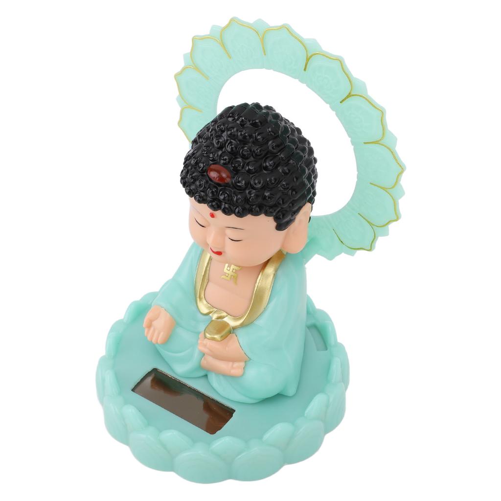 Nodding Buddha Ornament Glow In The Dark Solar Powered Shaking Head Cartoon Maitreya with Circle