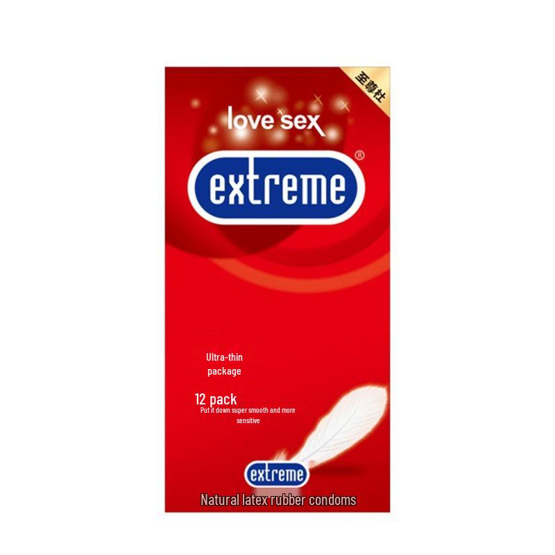 Adult Supreme Ultra-Thin Condoms with Granules, Medium Size, 12-Pack