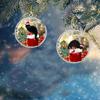 2D Black Cat Christmas Pendant Cartoon Vibrant Black Cat Christmas Ornaments  New Year
