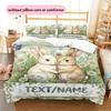 Custom Name,Watercolor Twin Woodland Animal Pattern Bedding Home Decoration Birthday Gift ( 1 duvet cover + 2 pillowcase, without core),fan merchandis