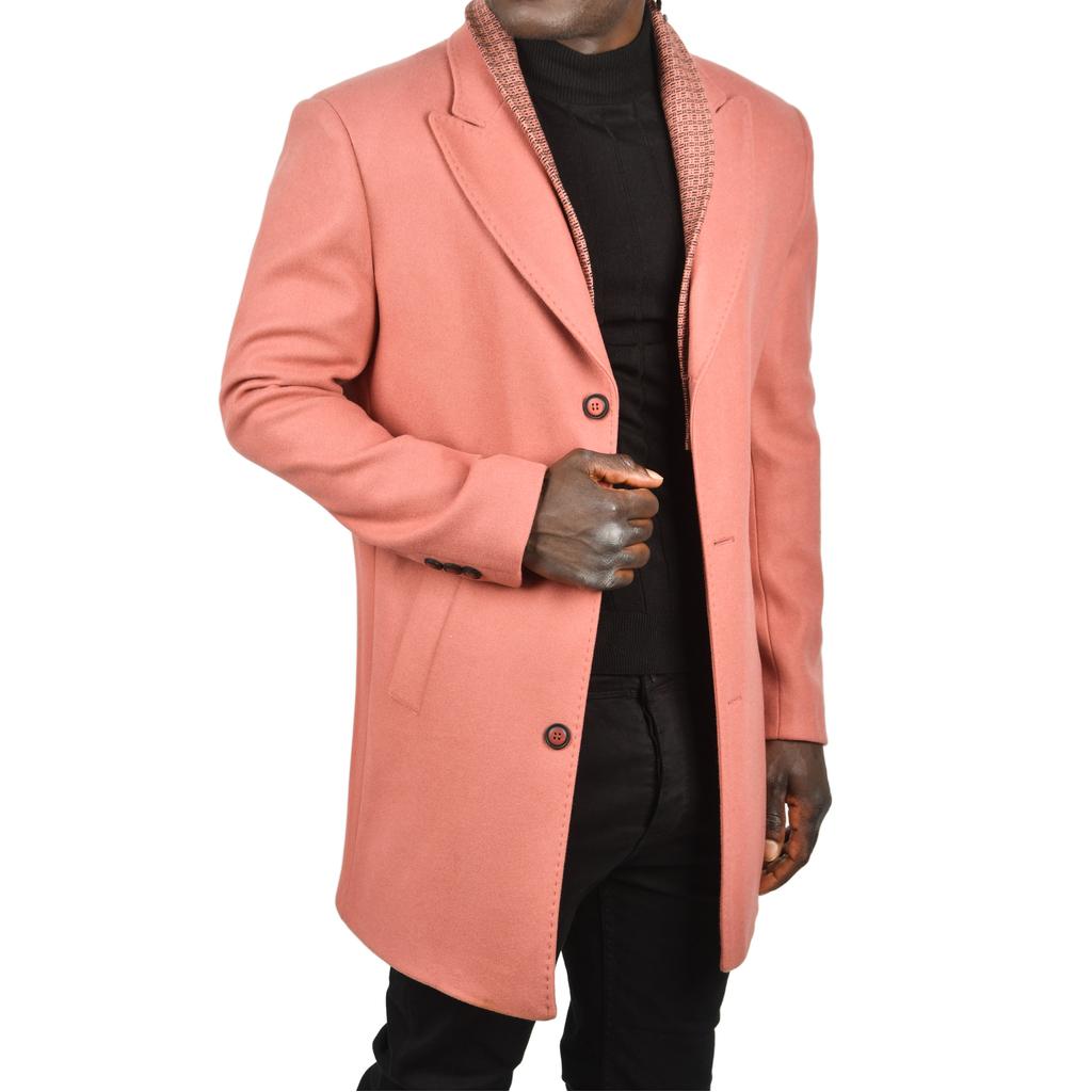 DeepSEA Çift Yaka Yakası Çıkabilen Dar Kesim Düğmeli Uzun Kaşe Kaban 2407001