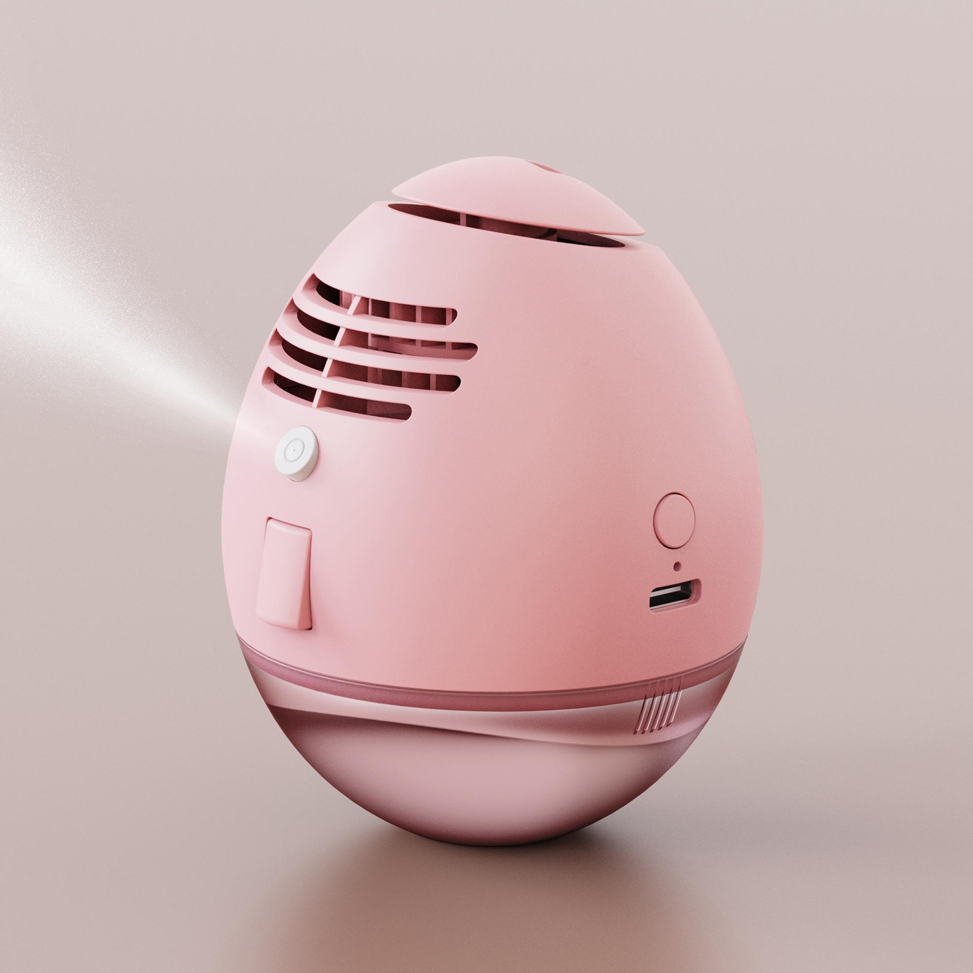 

F16 (TJ-2017) Egg-Shaped Portable Handheld Misting Fan 2 Speed Humidifier Cooling Fan Pink