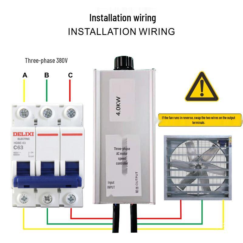 380V 3-Phase 4000W AC Fan Motor Speed Controller with Stepless Speed Regulation