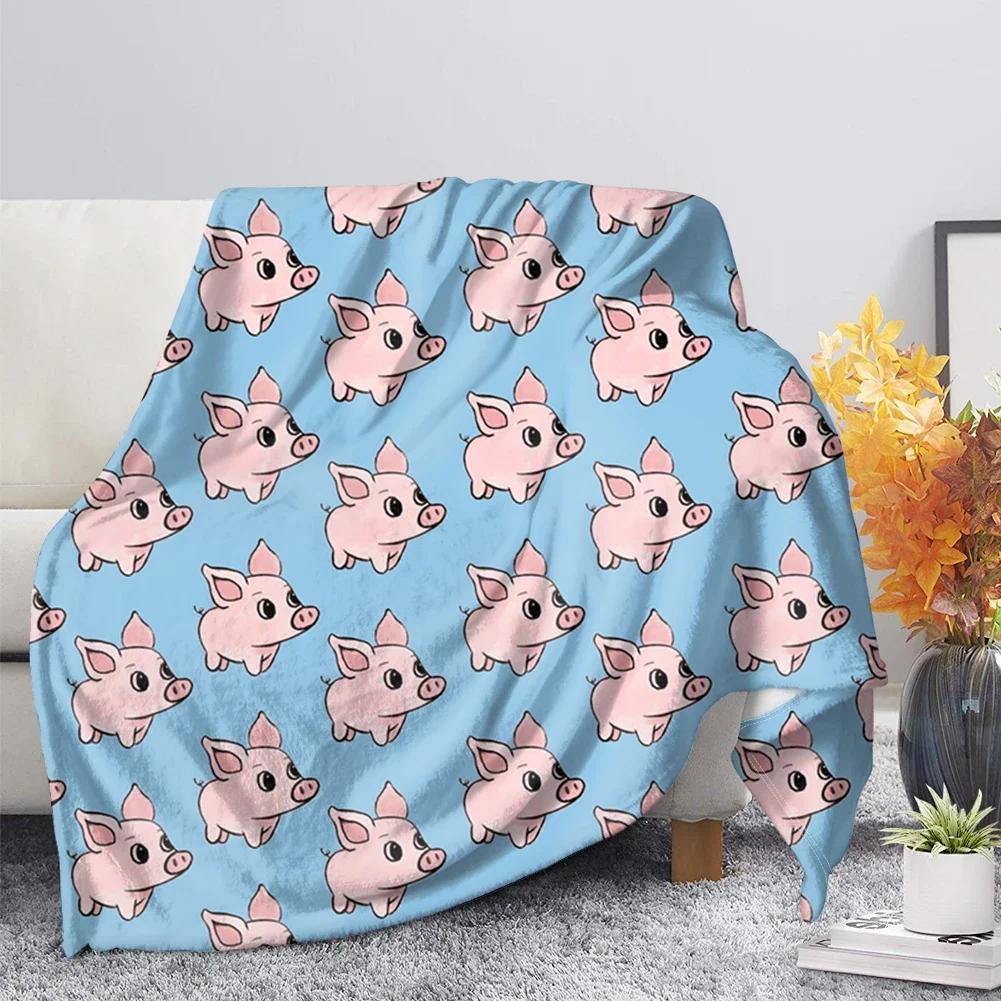 Cute Pig Pink Fleece Blanket Soft Warm Bedroom Throw Blanket On Bed Sofa Bedding Travel Sherpa Blankets for Adult Kids Quilt