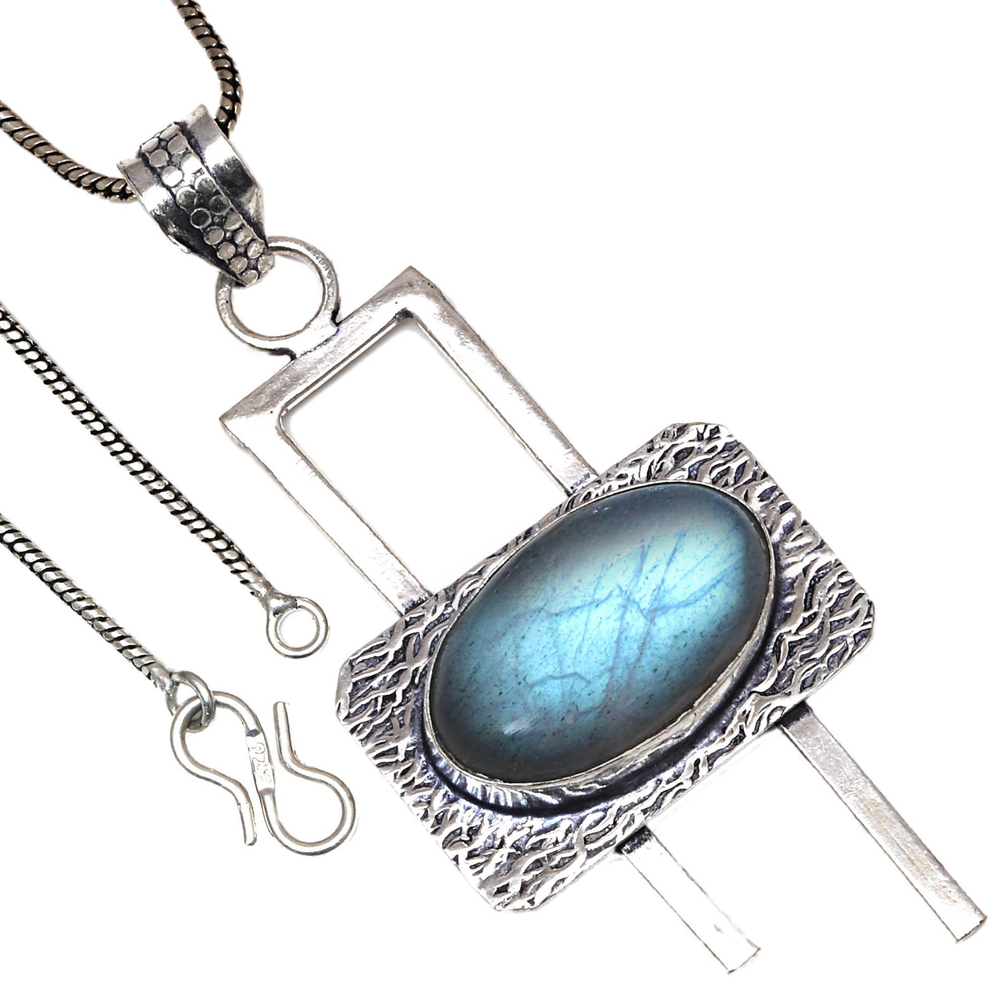 

Серебряная подвеска с драгоценным камнем Лабрадорит синего огня ко Дню святого Валентина 1,75 дюйма