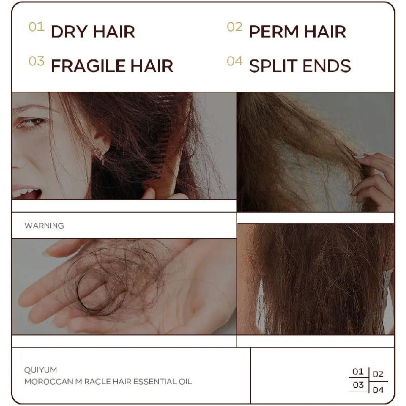 Aceite para el cuidado del cabello marroquí, 70 ml, mejora el cabello seco y encrespado, suaviza y repara el cabello sin necesidad de lavarlo