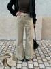 Autumn and winter thickened American wide-leg slightly pulled jeans women's versatile casual trousers women's cx1119