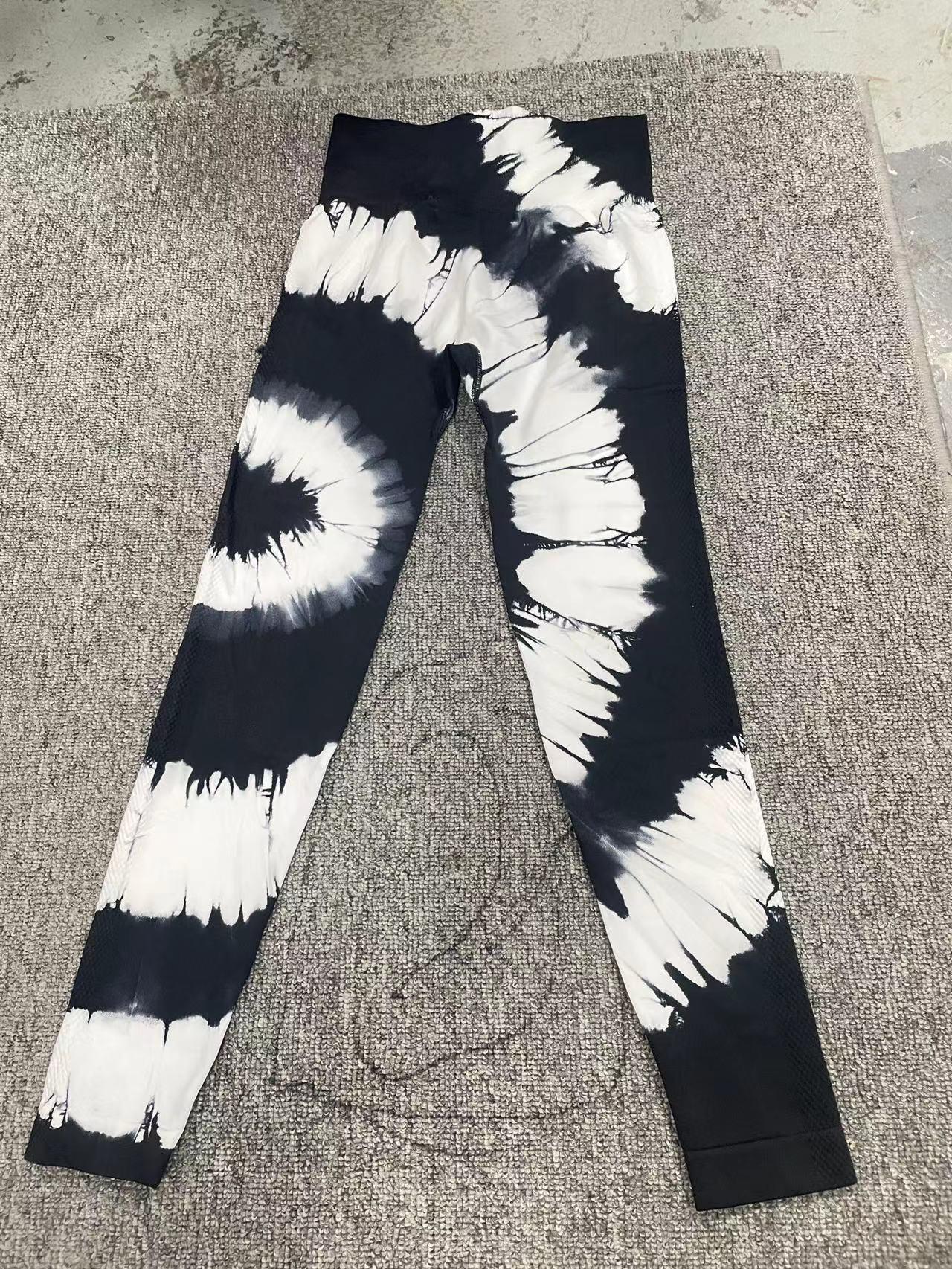 

Seamless Tie-Dyed High-Waist Yoga Pants - Breathable, Peach Hip Tight Bottoms for Women Large білий