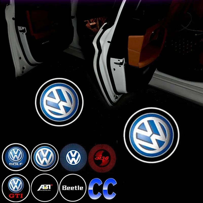 2025 Hot 2PCS Car Welcome Light Door Logo Lamp For Volkswagen Golf MK4 MK6 MK7 Jetta Touareg Beetle Passat Polo Tiguan SR36 Acce