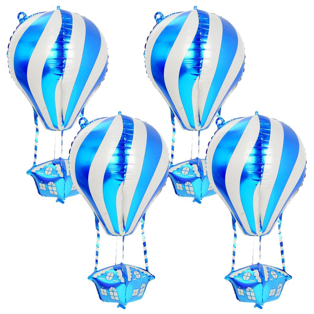 4Pcs Aluminum Film Balloon Hot Air Balloon Shape Bright Colors Standout Centerpiece for Party Wedding Holiday Events