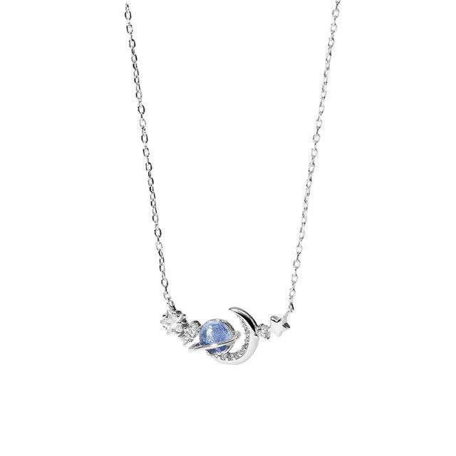 925 sterlingsølv planetstjerne sjarm halskjede kreativ elegant kragebenkjede festsmykker for kvinner jenter choker Dz603