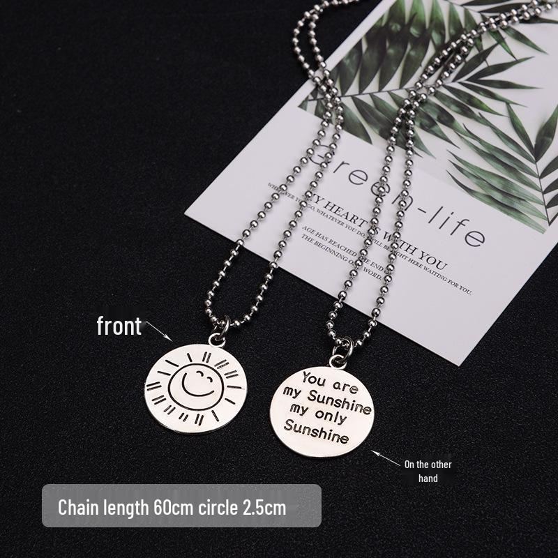 Dual-Sided Smiley Sun Necklace: Retro Fashion Accessory for Men & Women