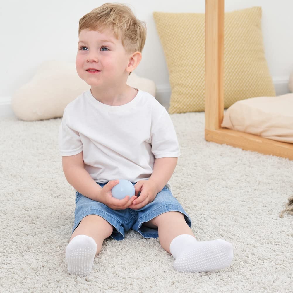 0-1-3-5-7 Years Baby 6 Pack Non Slip Grip Crew Cotton Socks Boys Girls Anti Skid Soles Unisex Babe Newborn Infants Toddlers Sock