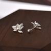YILUOCD 925 Sterling Silver Lotu Flower Stud Earrings Vintage Tassel  Flower Earrings for Women Cute Sweet Irregular Jewelry