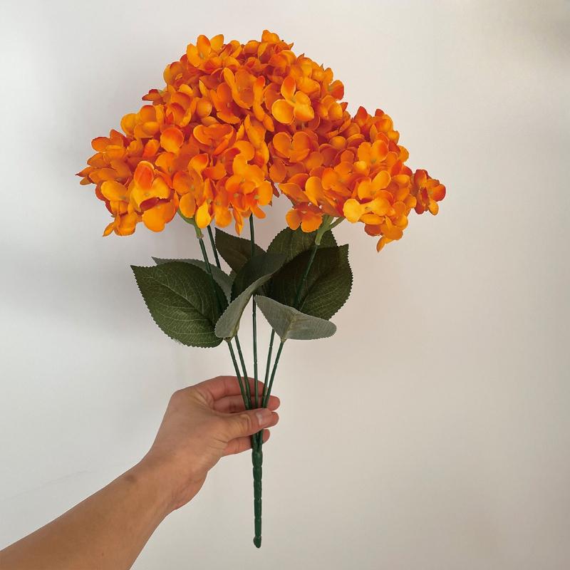 Simulation 5 Heads French Hydrangeas Branch Silk Fake Flowers Restaurant Decoration Champagne Hydrangea Artificial Flower