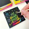 1 Box of 100 Rainbow Scratch-Off Mini Art Sticky Notes, Handmade Art Party Supplies, Birthday and New Year Gifts, Creative Colorful Doodles