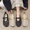 Fashion Women Summer Shoes 2025 Summer Fashion Round Toe Breathable Mary Jane Shoes Lightweight Soft Sole Rhinestone Ballet Flat Shoes