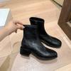 Women'S Autumn Boots Genuine Leather  New Autumn Winter Thick Heel Retro British Style Short Boots Casual Low Boots Women