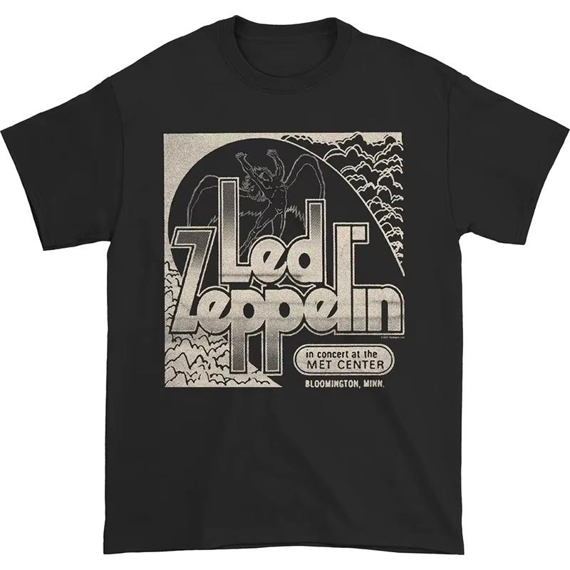 Band Photo Led Zeppelin Band TShirt Cotton Graphic Tee Men Women Summer Streetwear