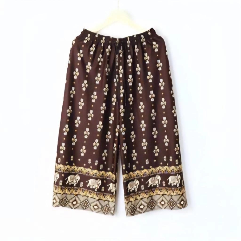 Long Loose Leg Elephant Pants Adjustable Elastic Waistband Strap Women Men Unisex Print Thailand Casual Streetwear Beach Summer Bohemian Retro Vintage