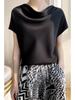 Women's High-End Short Sleeve Cowl Neck Satin Blouse