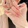 Ins Wind Full Zirconium Pure Hand-worn Nail Temperament Medium and Long High-end Diamond Ring Nail Art Fake Nail Patch