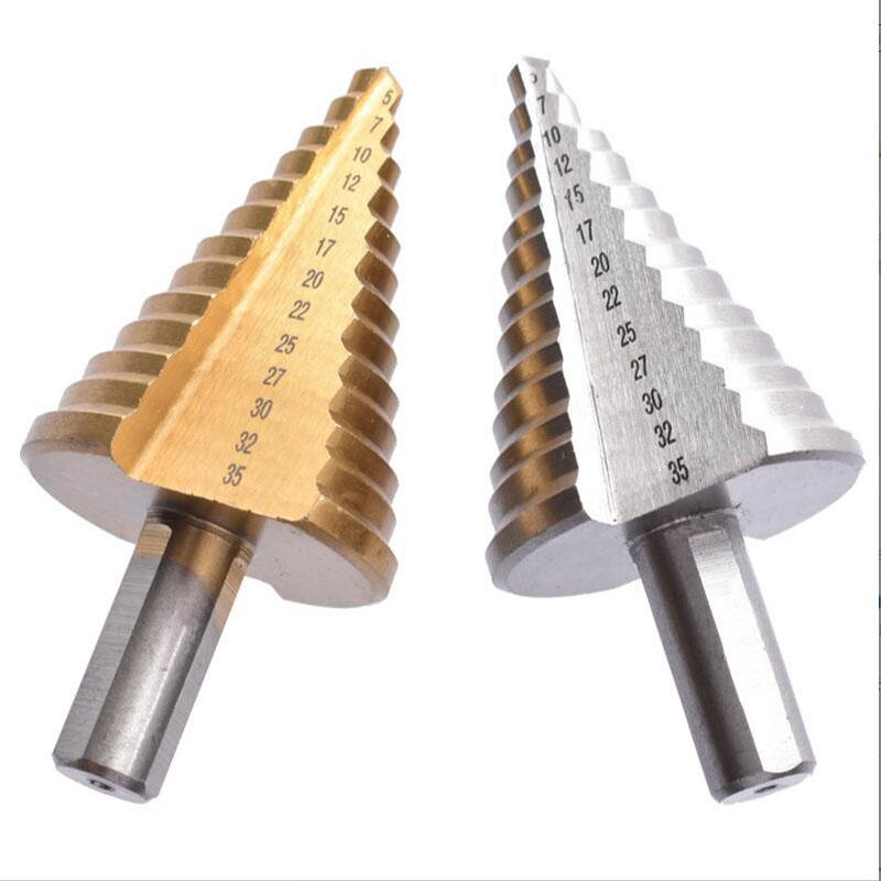 Wiertło stopniowe HSS ze stali szybkotnącej 5-35MM powlekane tytanem wiertło do drewna i metalu HSS narzędzie elektryczne frez otworowy narzędzie przemysłowe rozwiertak