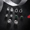5 Pairs Round Waterdrop Shape Ear Studs Set Women Retro Party Earrings Jewelry