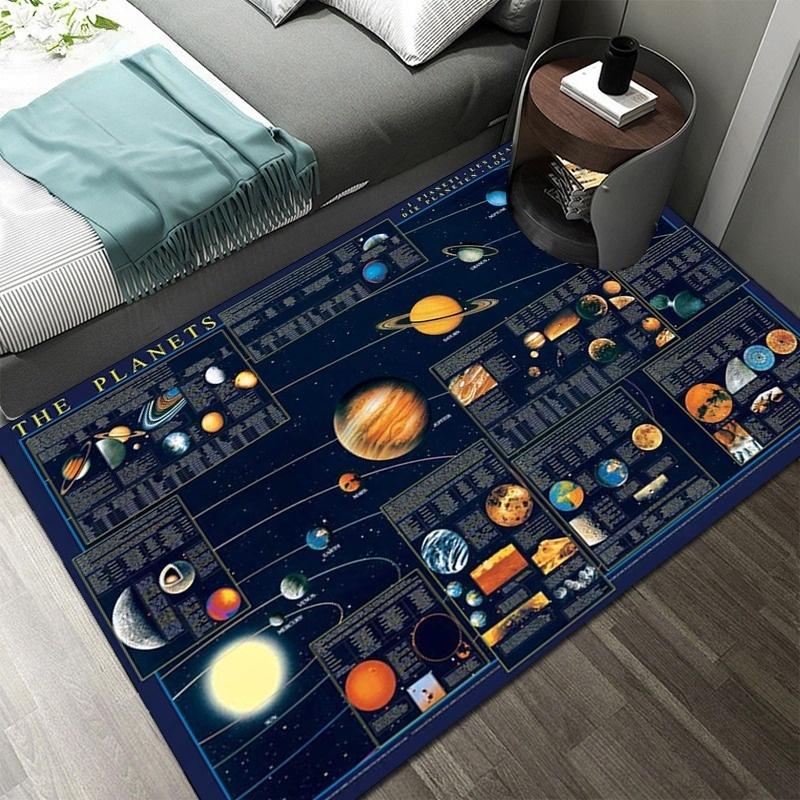 3D Solar System Children's Room Carpet Space Planet Carpet Children's Bedroom Anti-slip Mat Home Decoration Play Crawling Mat