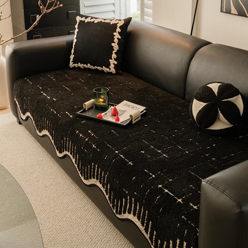 

Premium Leather Sofa Cushion Autumn And Winter New Plush One-Piece Straight Non-Slip Seat Cushion Sofa Cover 70*70cm