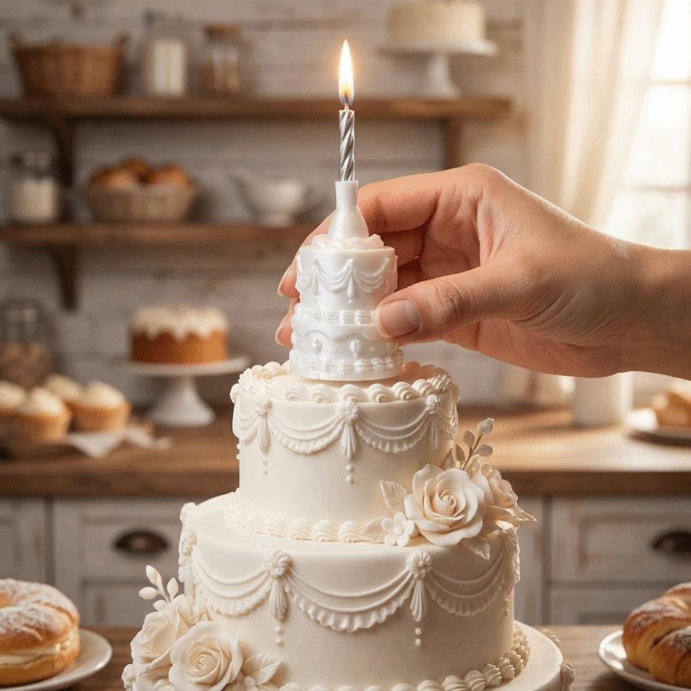 Silk Finish Cake Ring Candle Holder 3D Mini Cake Candle Ring Birthday Candle Ring Photo Prop