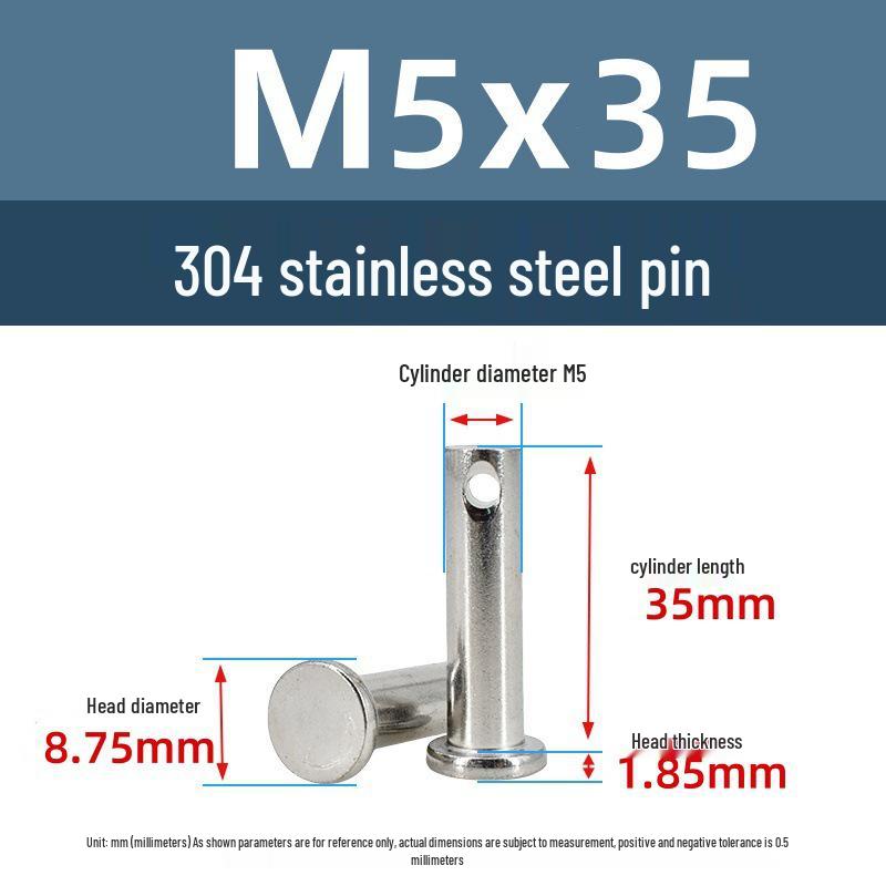 304 Stainless Steel Cylindrical Flat Head Positioning Pin with Hole (M3-M10)