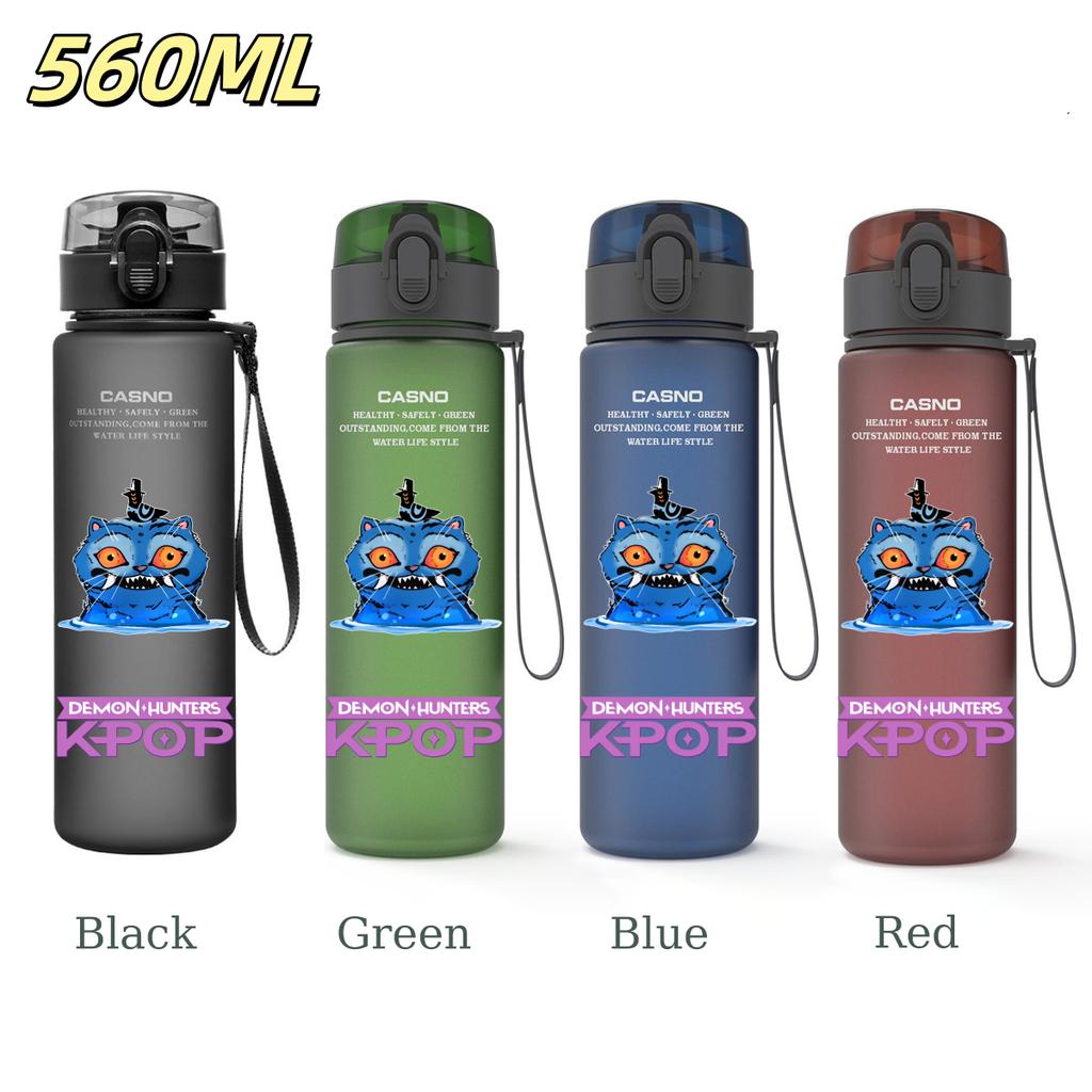 560ML KPop Demon Hunters Plastic Cartoon Pattern Water Cup Tall Superior Quality Children Outdoor Sports Drinking Water Bottle Birth Date Present